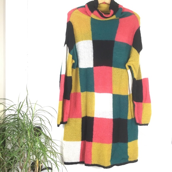 Marimekko Dresses & Skirts - marimekko knit turtleneck checkered sweater dress